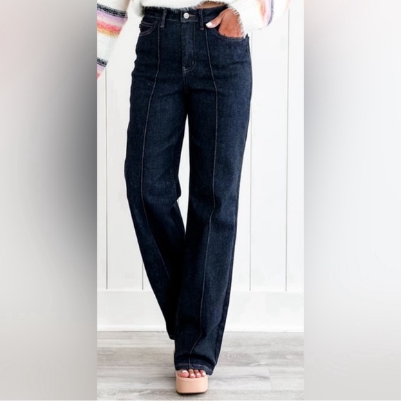 Judy Blue Denim - Judy Blue Dark Wash Western Seam Wide Leg Jeans size 13